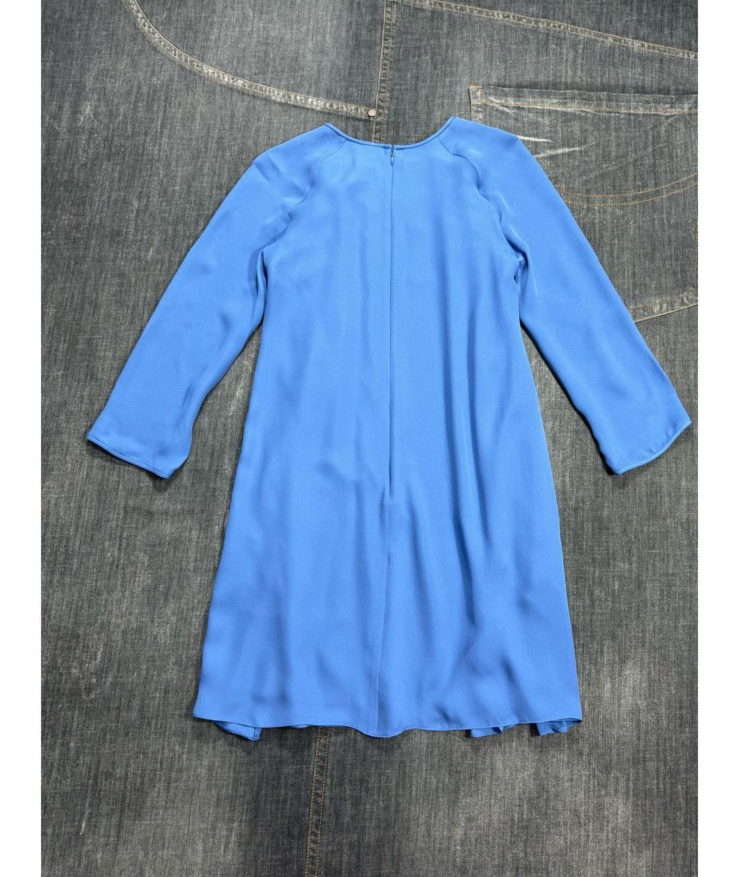 EMPORIO ARMANI Голубое шелковое повседневное платье, фото 3