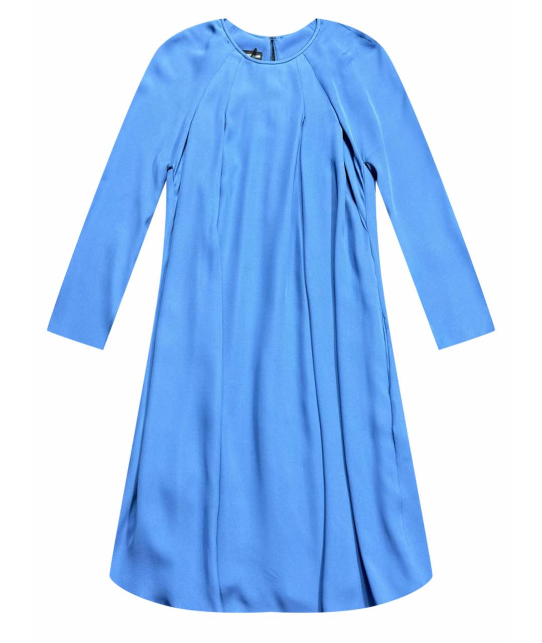 EMPORIO ARMANI Голубое шелковое повседневное платье, фото 1