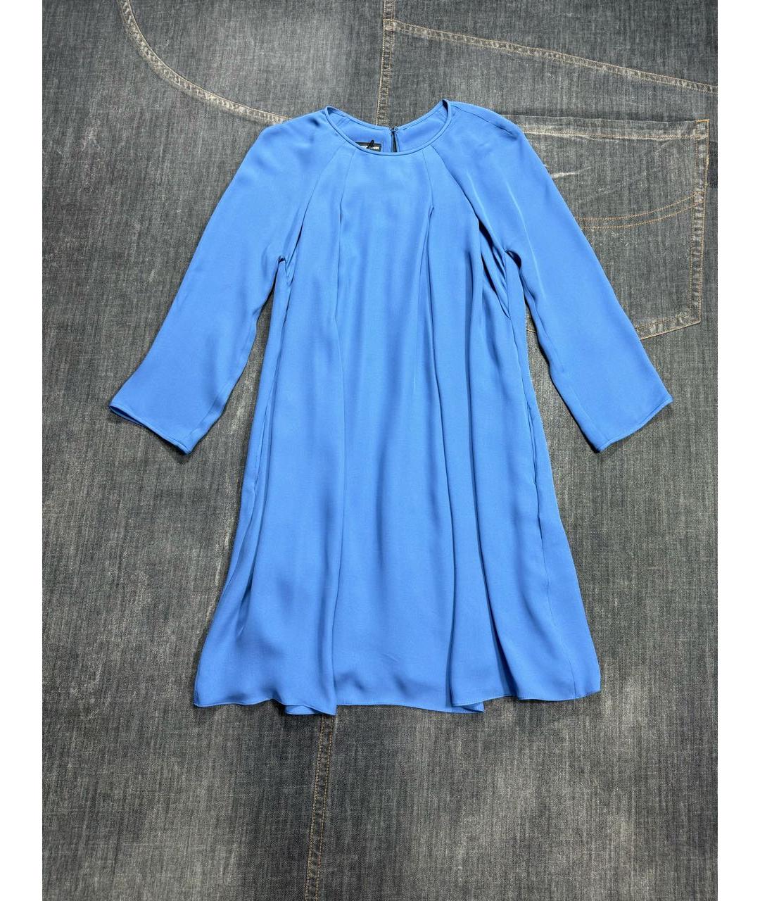 EMPORIO ARMANI Голубое шелковое повседневное платье, фото 9