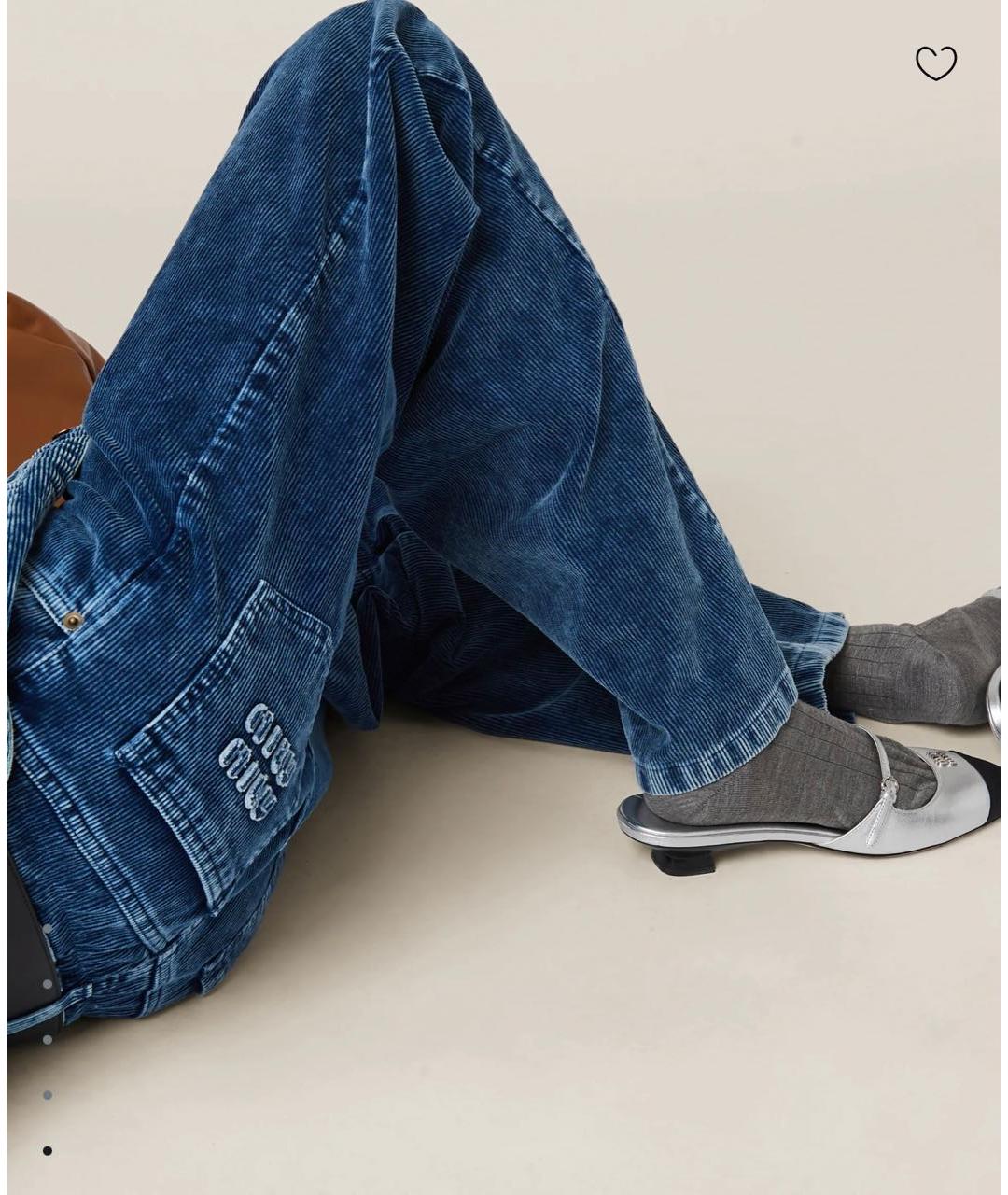 MIU MIU Синие хлопковые прямые джинсы, фото 4