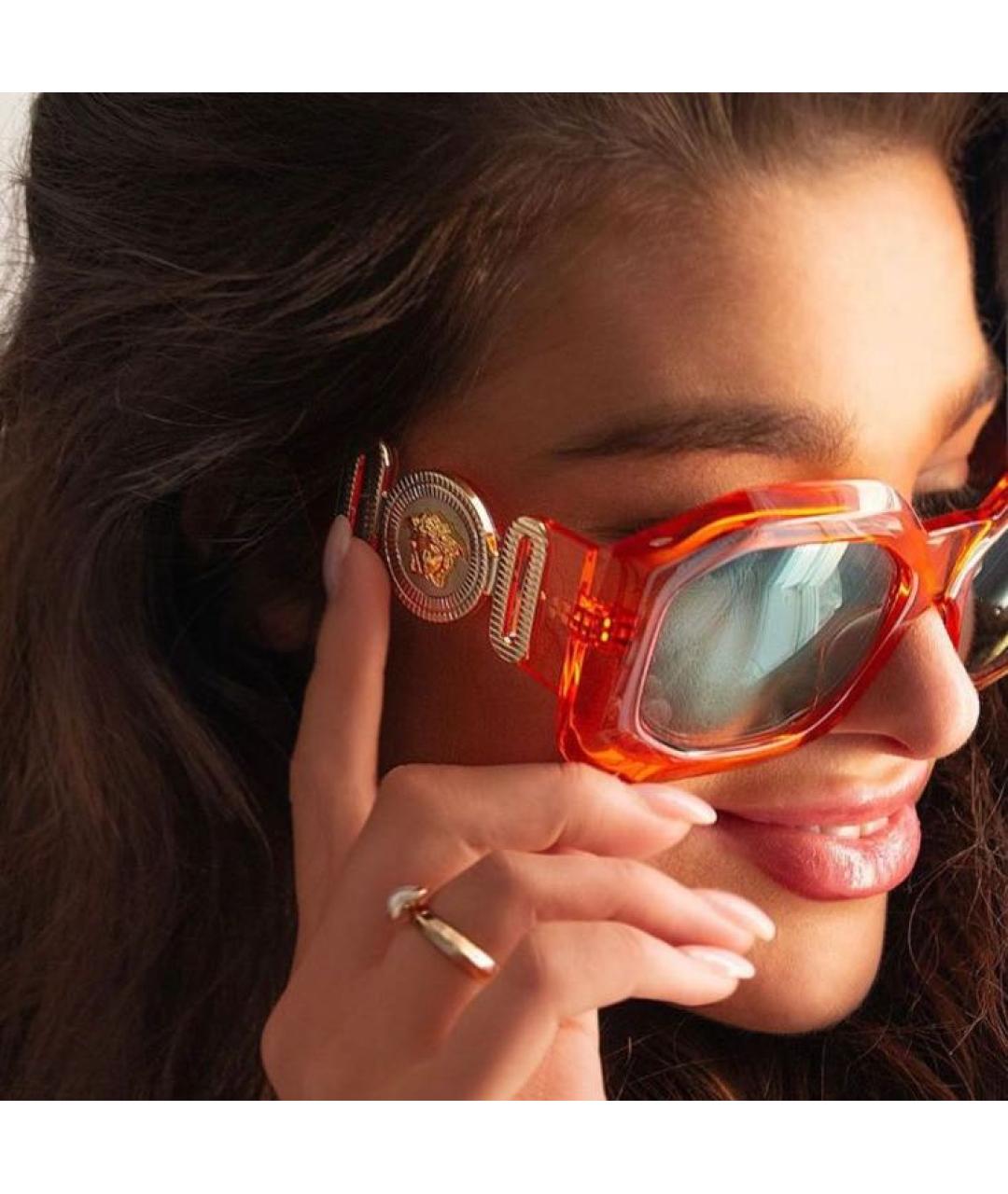 VERSACE Оранжевое пластиковые солнцезащитные очки, фото 5