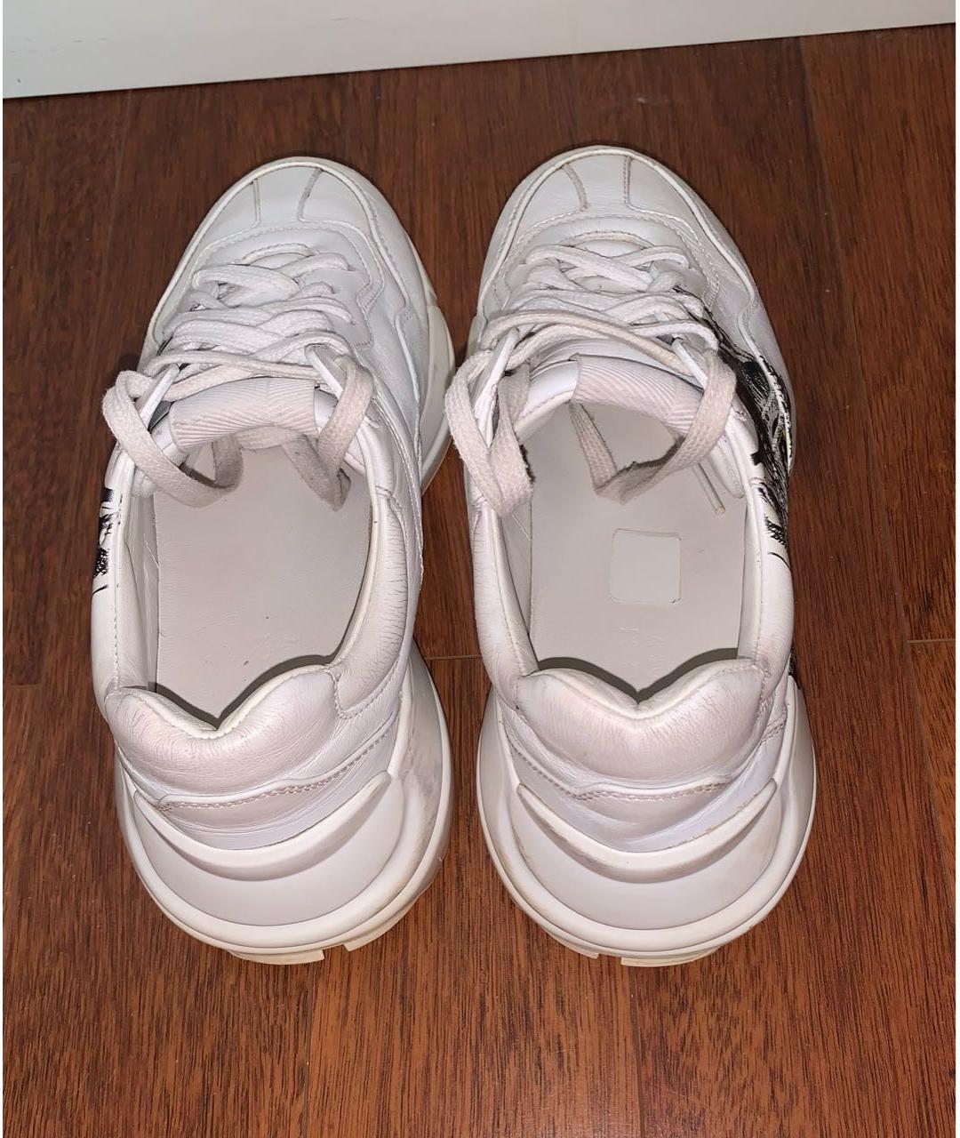 GUCCI Белые кожаные кроссовки, фото 4