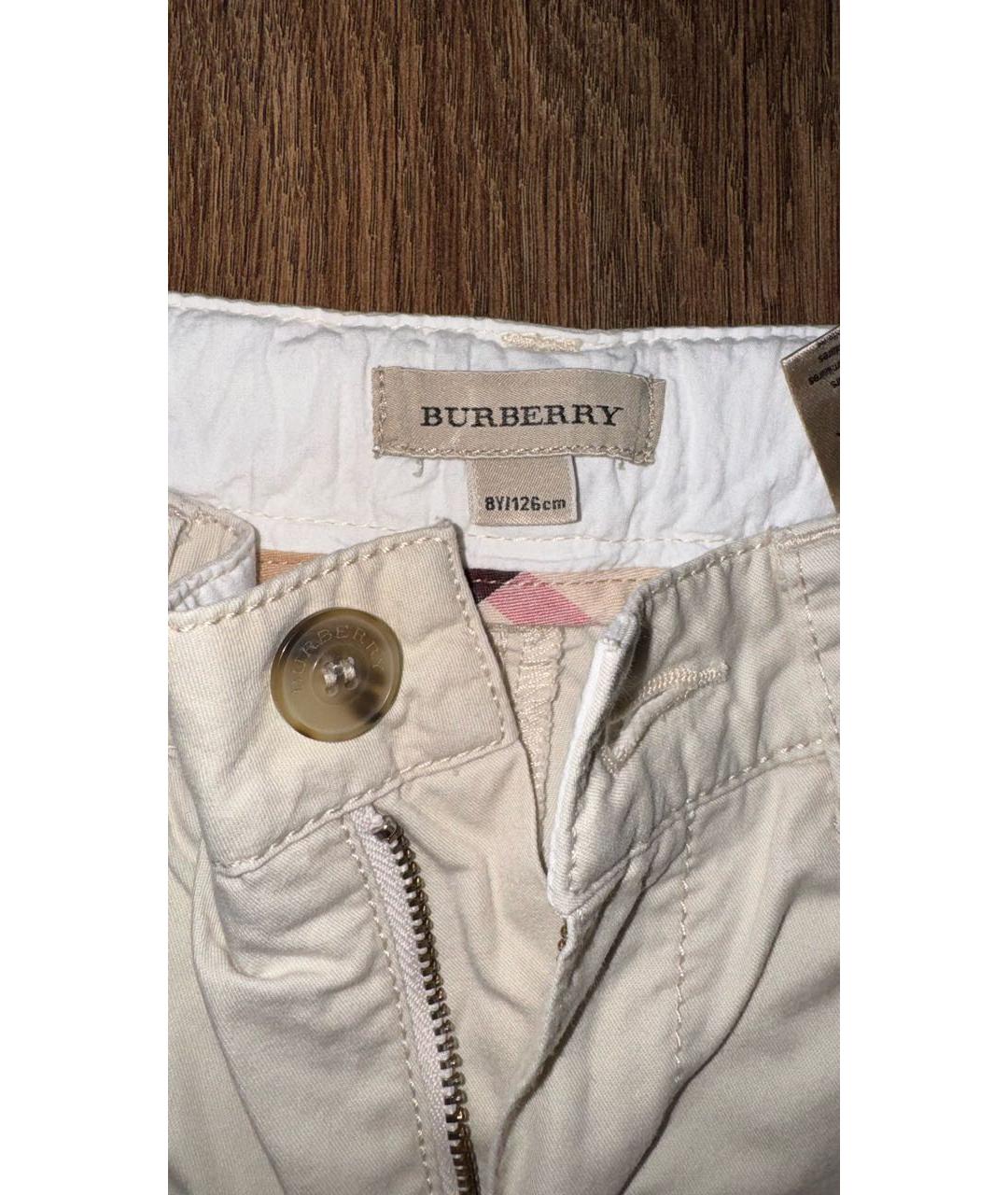 BURBERRY Бежевые хлопковые брюки и шорты, фото 3