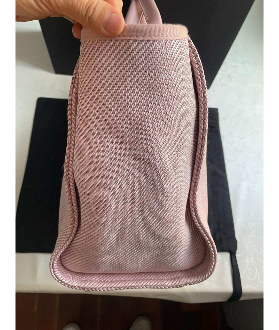 CHANEL PRE-OWNED Розовая тканевая сумка тоут, фото 4