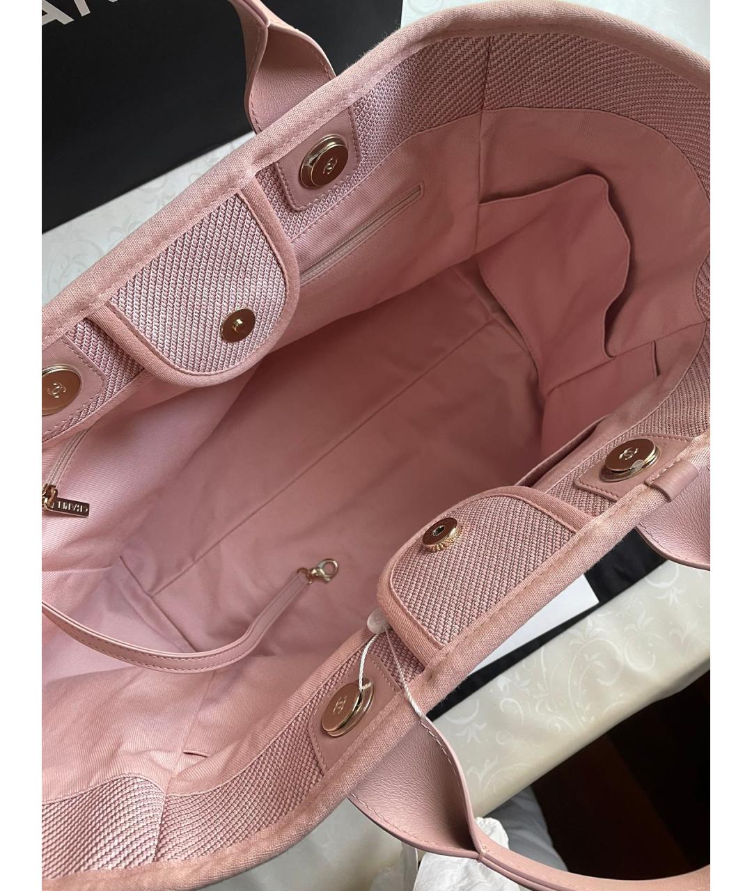 CHANEL PRE-OWNED Розовая тканевая сумка тоут, фото 6