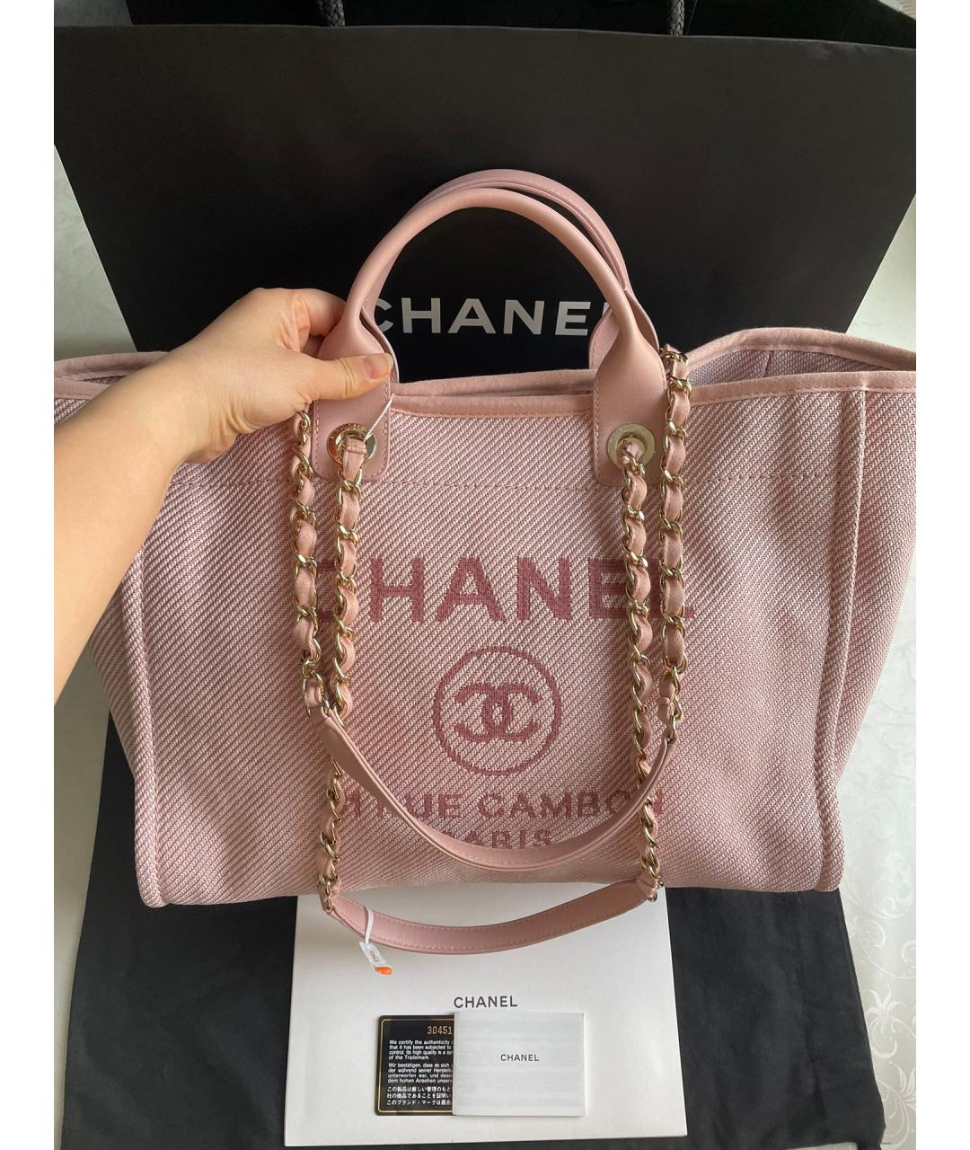 CHANEL PRE-OWNED Розовая тканевая сумка тоут, фото 7