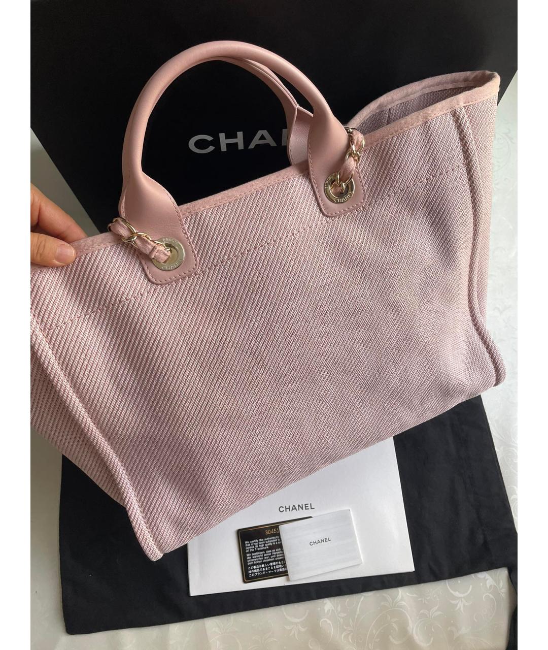 CHANEL PRE-OWNED Розовая тканевая сумка тоут, фото 3