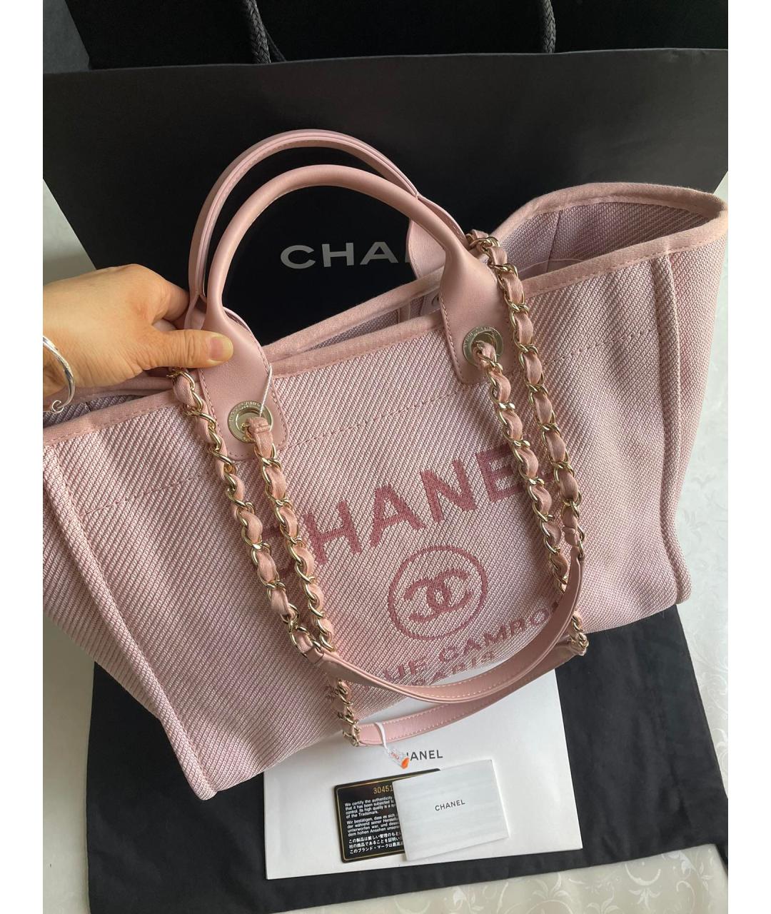 CHANEL PRE-OWNED Розовая тканевая сумка тоут, фото 2