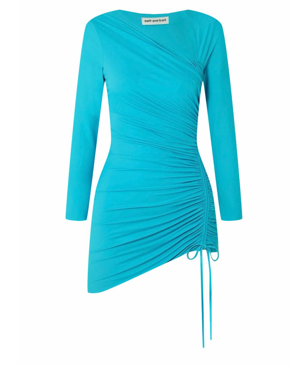 SELF-PORTRAIT Бирюзовое полиэстеровое коктейльное платье, фото 1