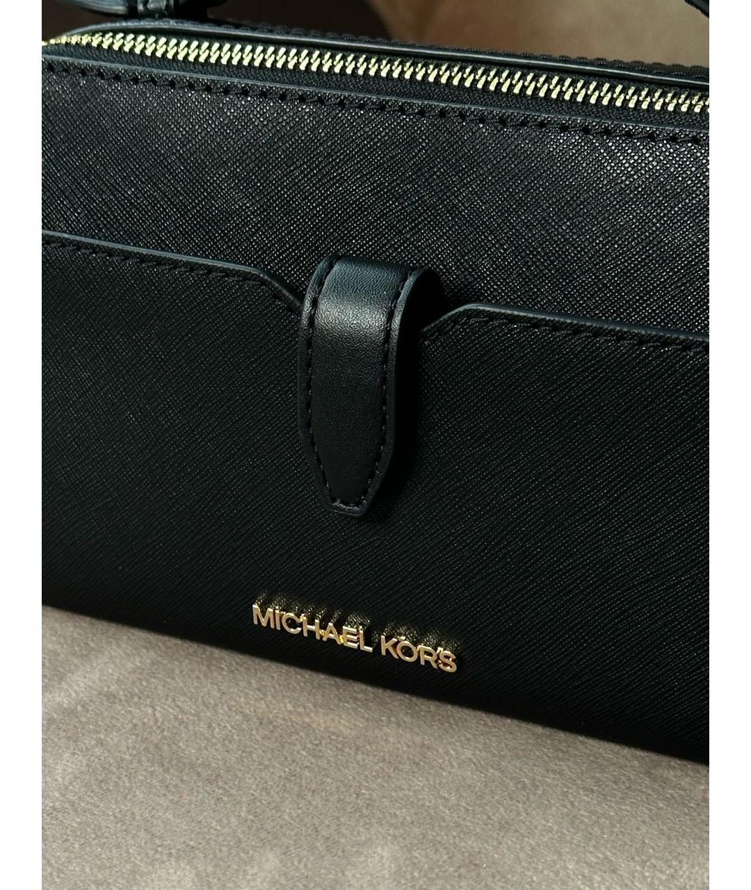 MICHAEL KORS Черная кожаная сумка через плечо, фото 4