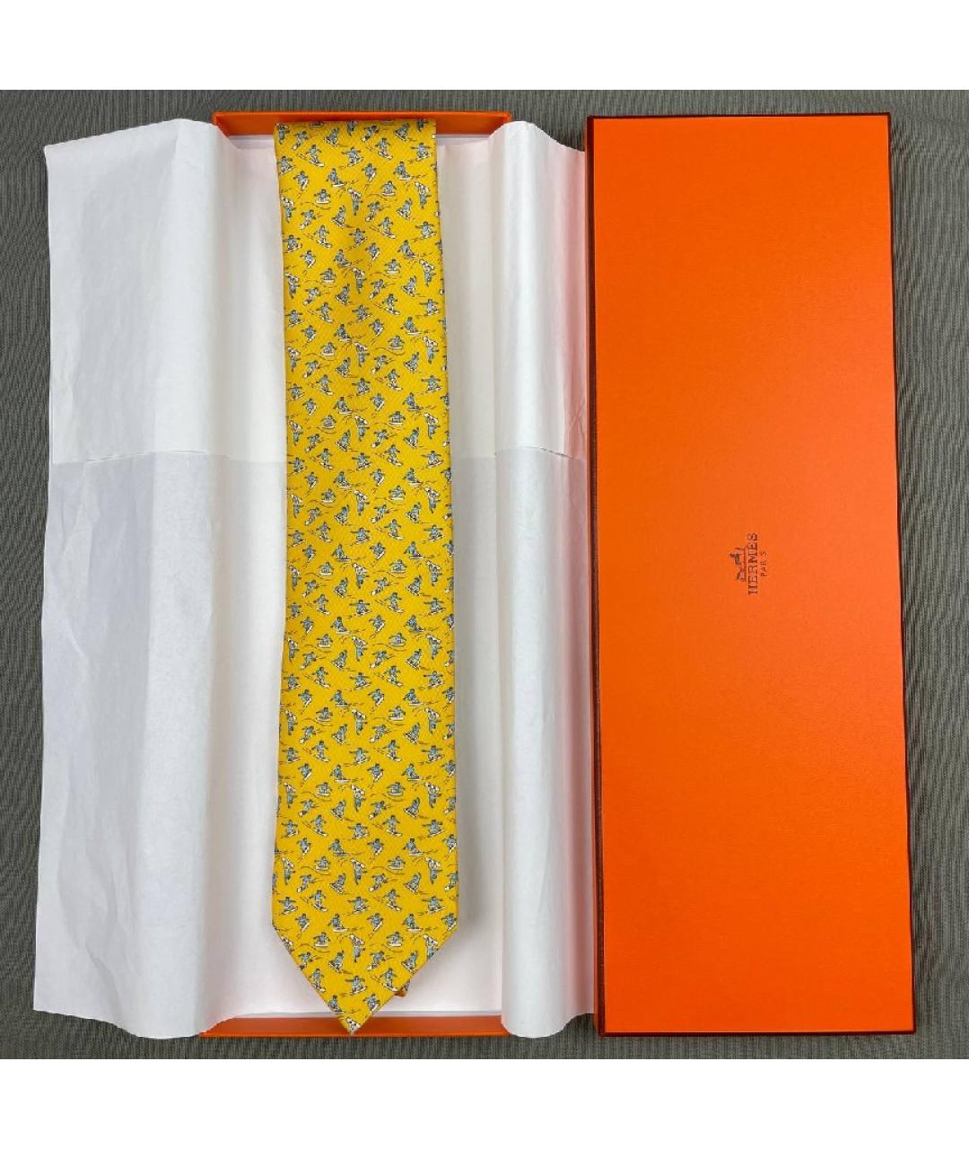 HERMES PRE-OWNED Желтый шелковый галстук, фото 5