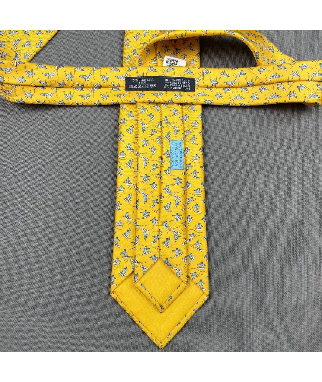 HERMES PRE-OWNED Желтый шелковый галстук, фото 3