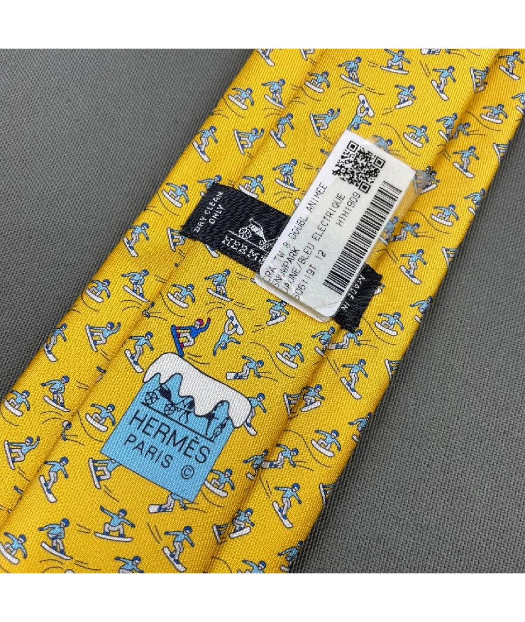HERMES PRE-OWNED Желтый шелковый галстук, фото 2