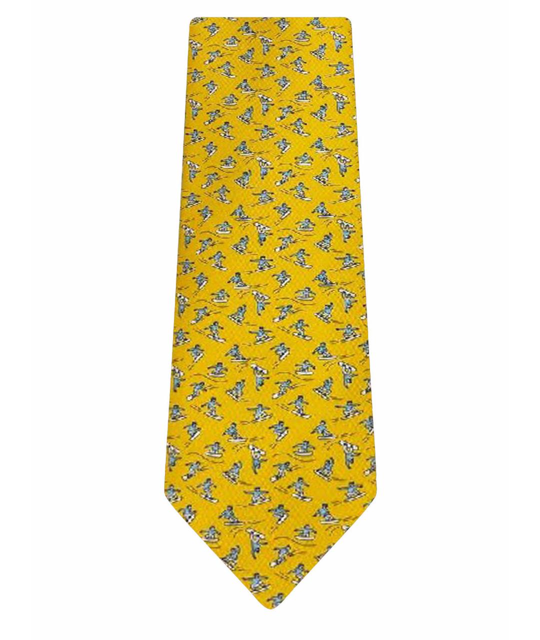 HERMES PRE-OWNED Желтый шелковый галстук, фото 1