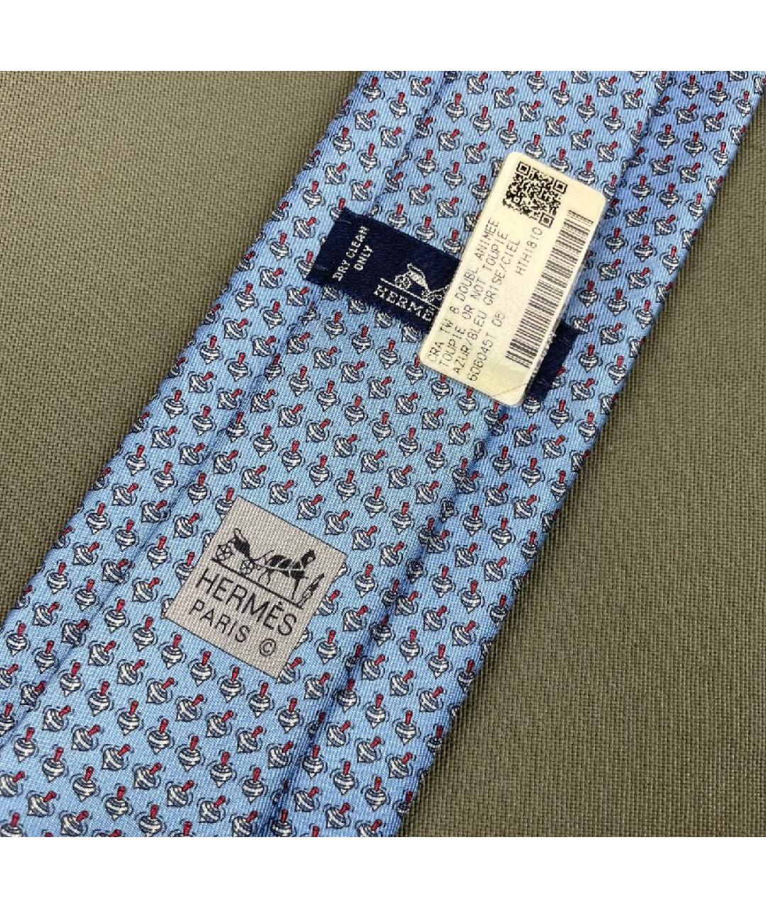 HERMES Голубой шелковый галстук, фото 2
