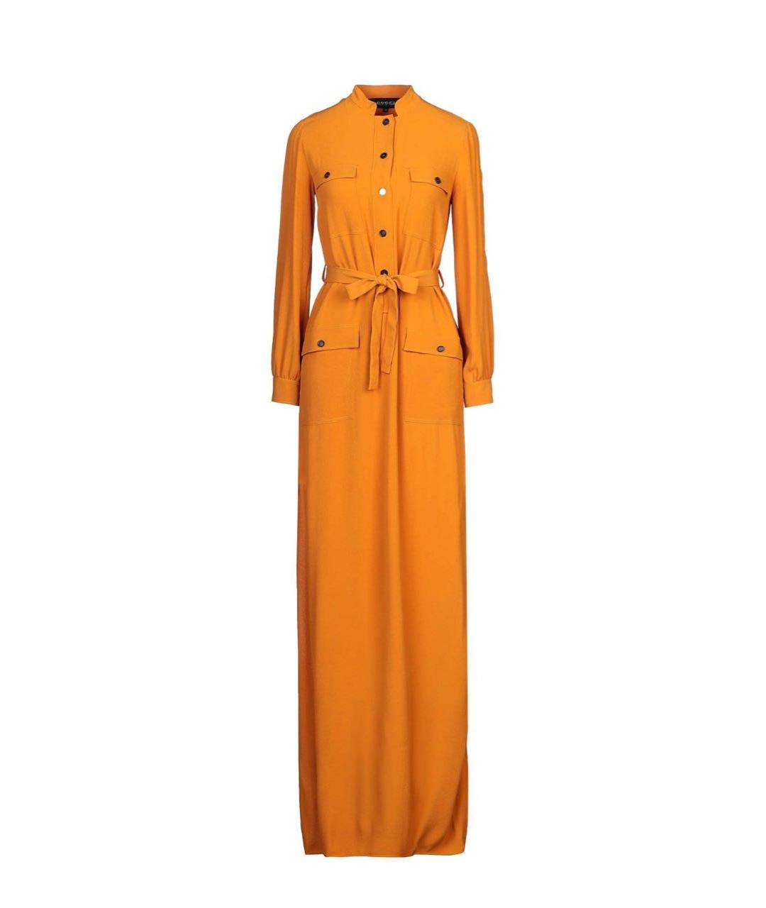 GUCCI Оранжевое креповое повседневное платье, фото 1
