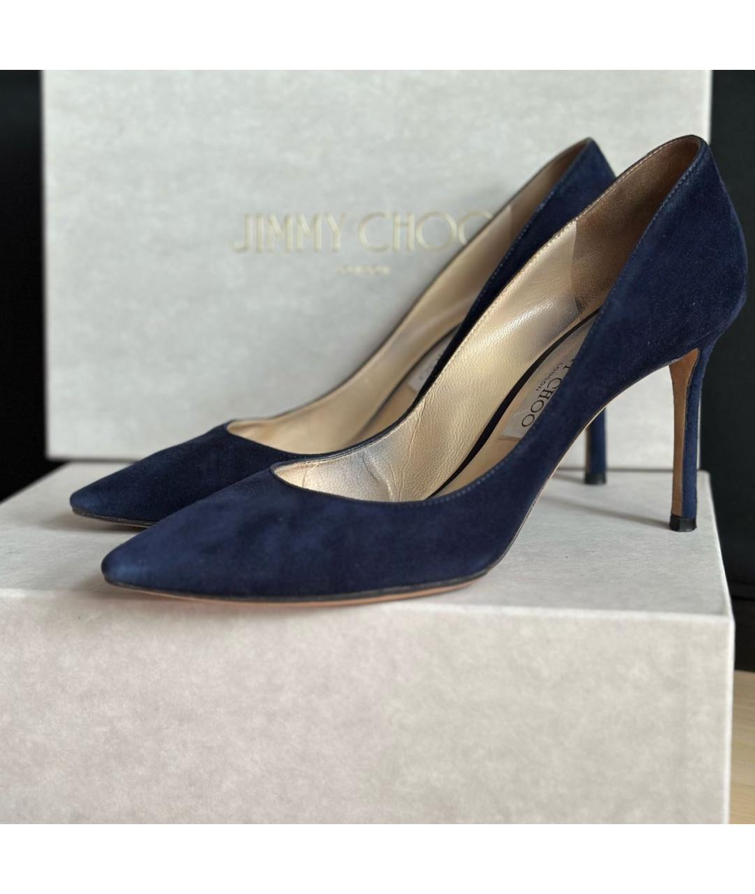 JIMMY CHOO Темно-синие замшевые туфли, фото 6