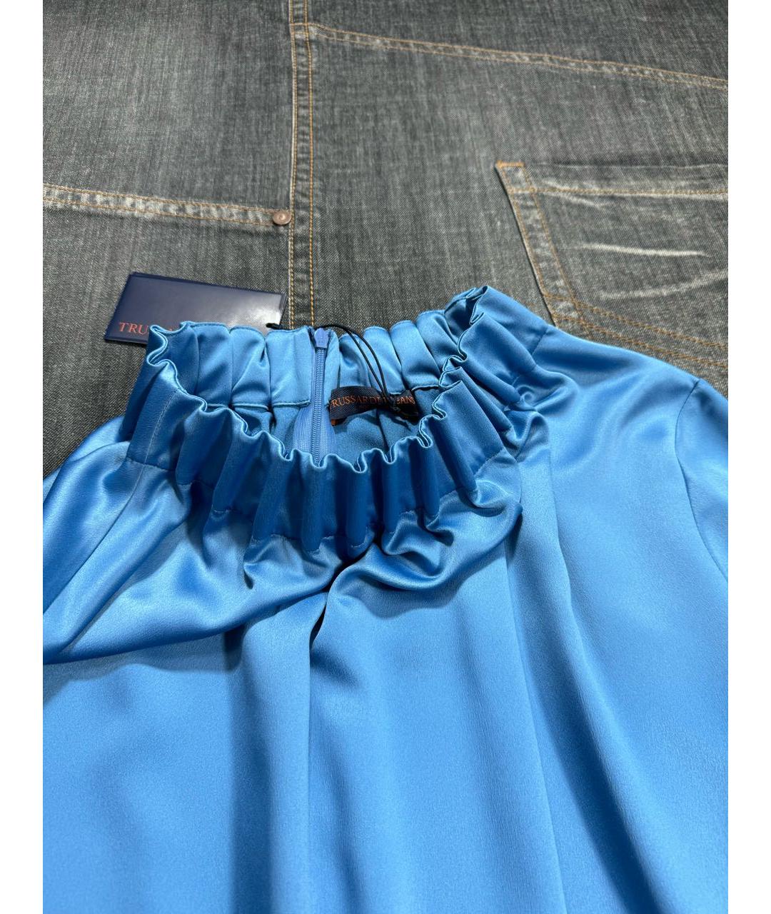TRUSSARDI Голубое полиэстеровое коктейльное платье, фото 4