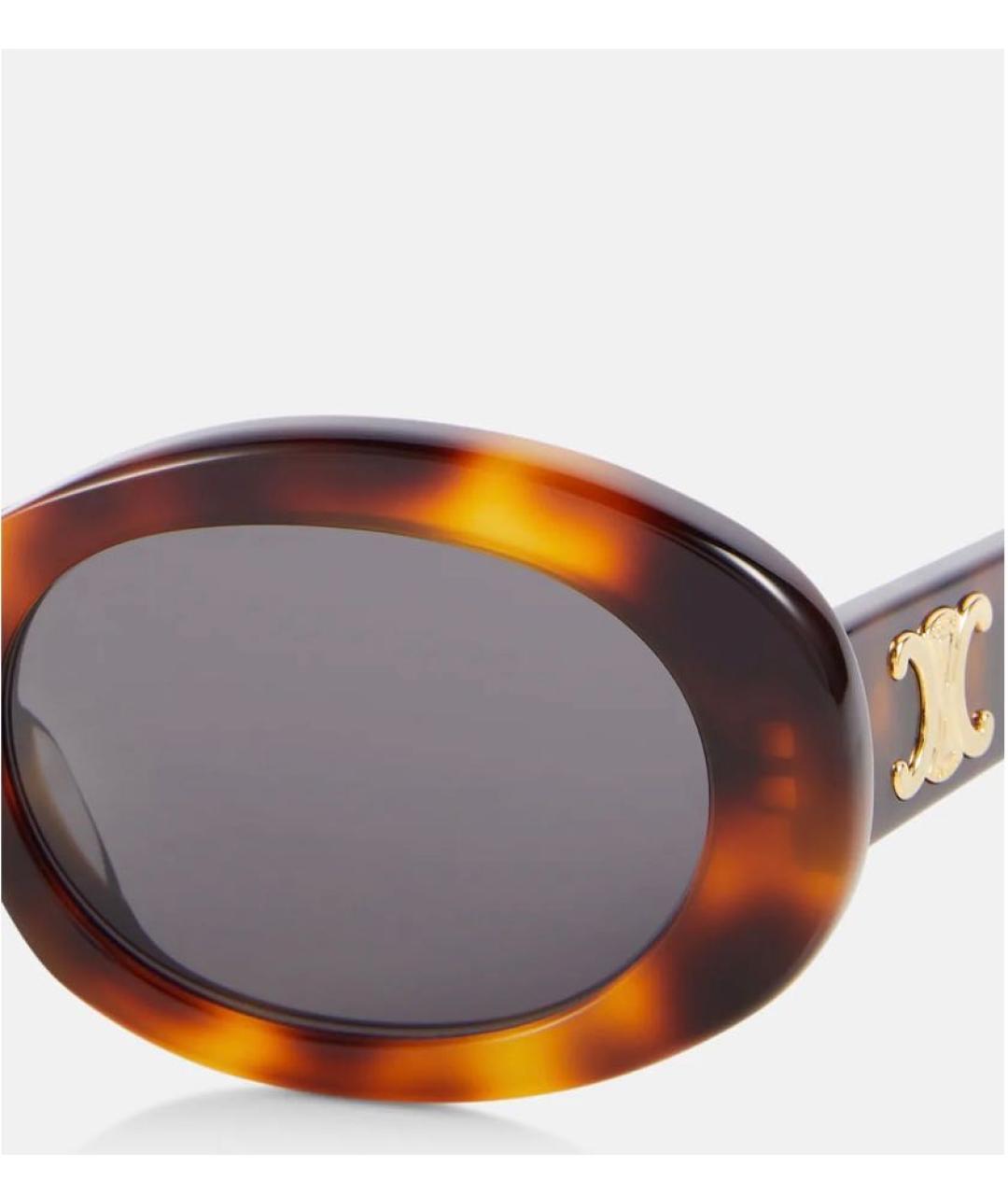 CELINE PRE-OWNED Коричневые пластиковые солнцезащитные очки, фото 3