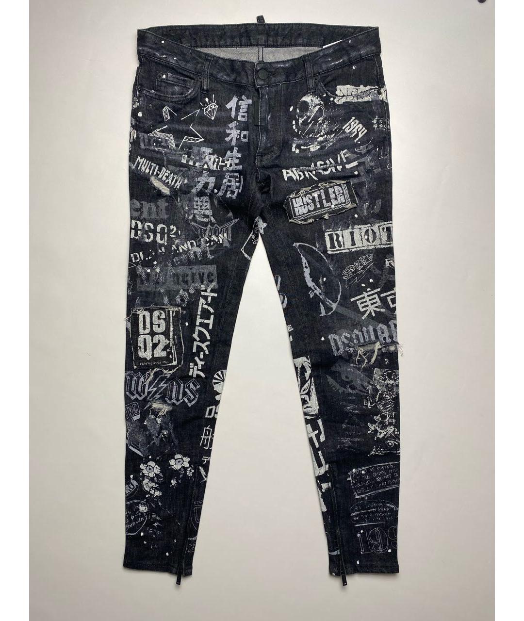 DSQUARED2 Черные хлопковые джинсы слим, фото 9