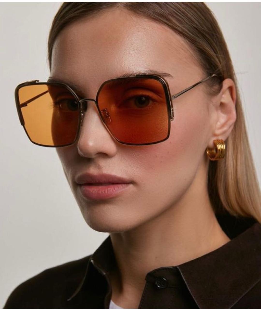 FENDI Желтые металлические солнцезащитные очки, фото 5