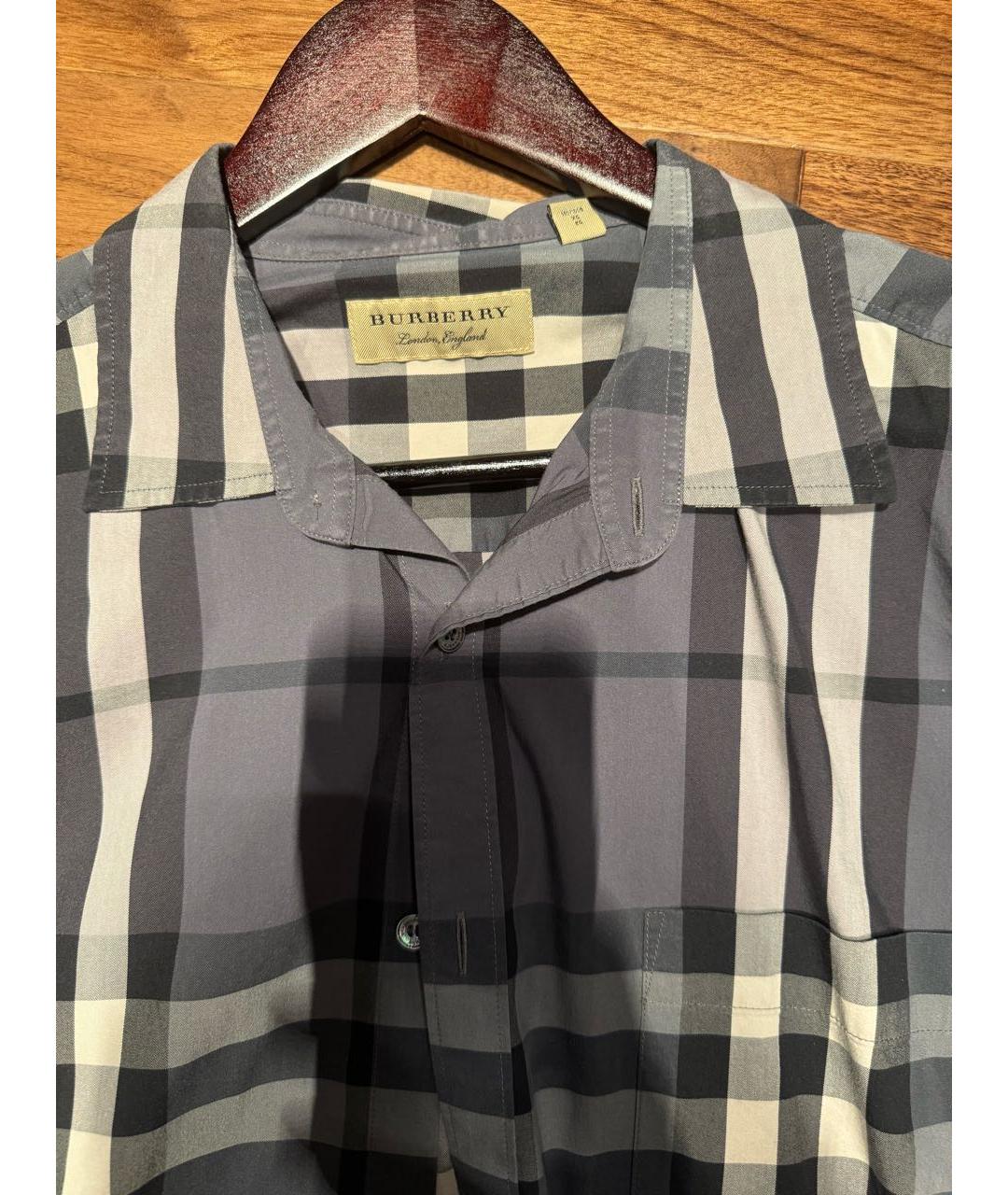 BURBERRY Серая хлопковая кэжуал рубашка, фото 2