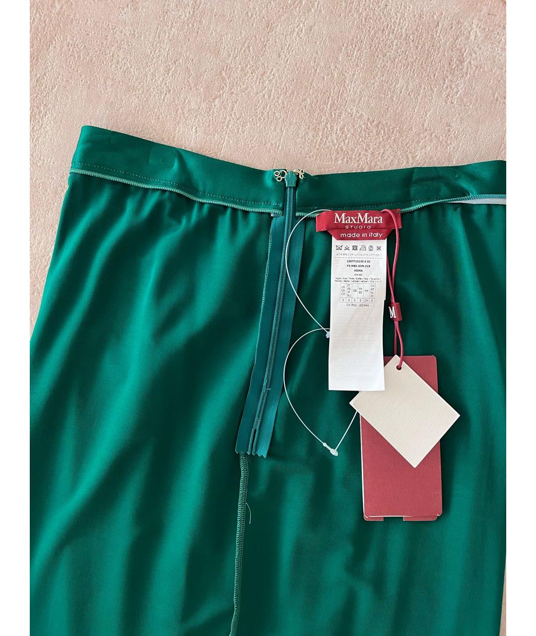 MAX MARA STUDIO Зеленая вискозная юбка миди, фото 3
