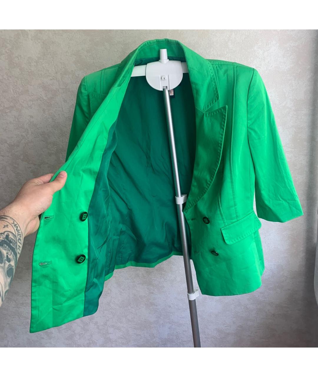 CAVALLI CLASS Зеленый хлопко-эластановый жакет/пиджак, фото 5
