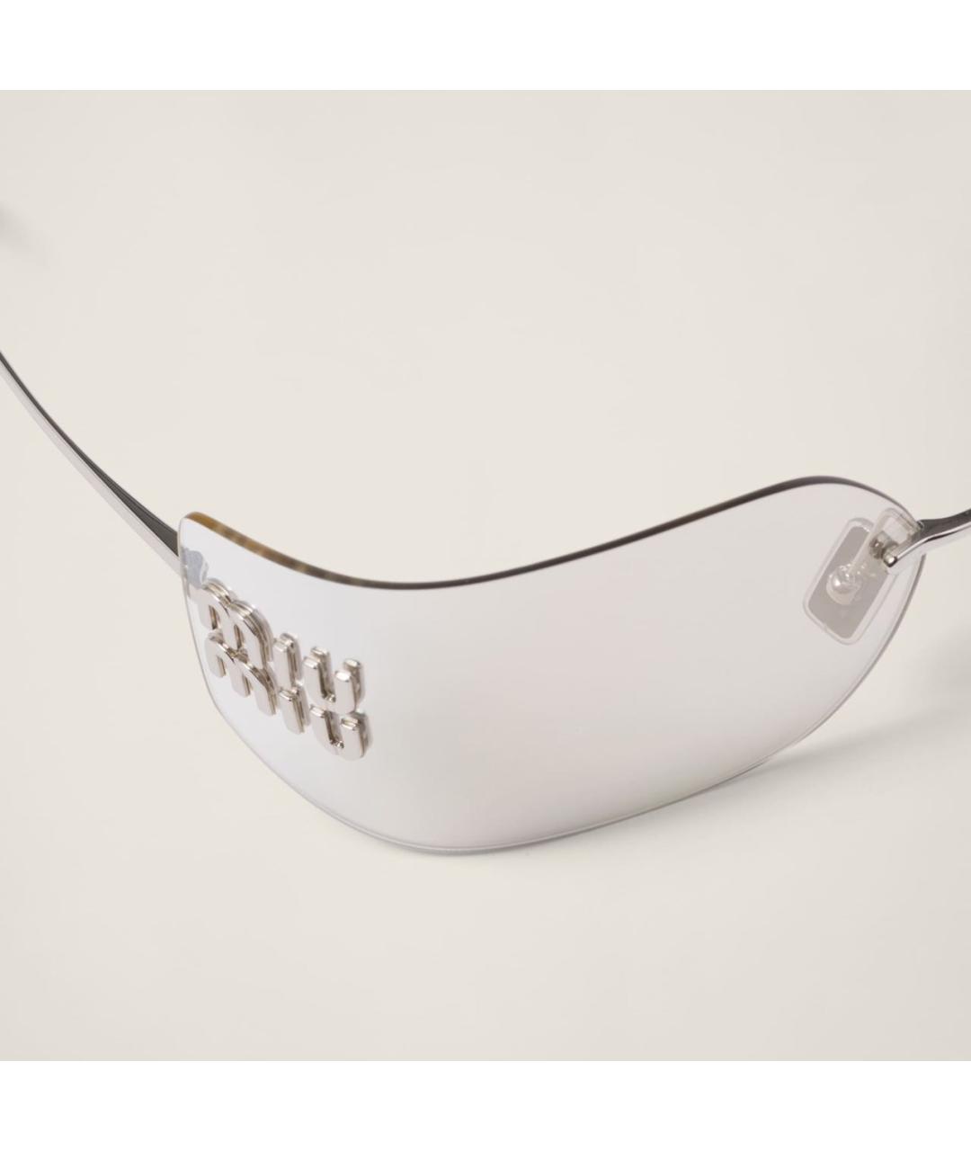 MIU MIU Серебряные металлические солнцезащитные очки, фото 4