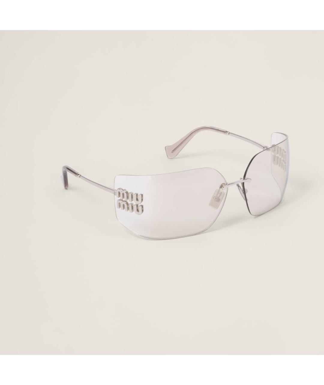 MIU MIU Серебряные металлические солнцезащитные очки, фото 5
