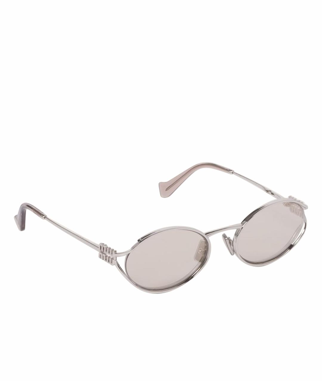 MIU MIU Серебряные металлические солнцезащитные очки, фото 1