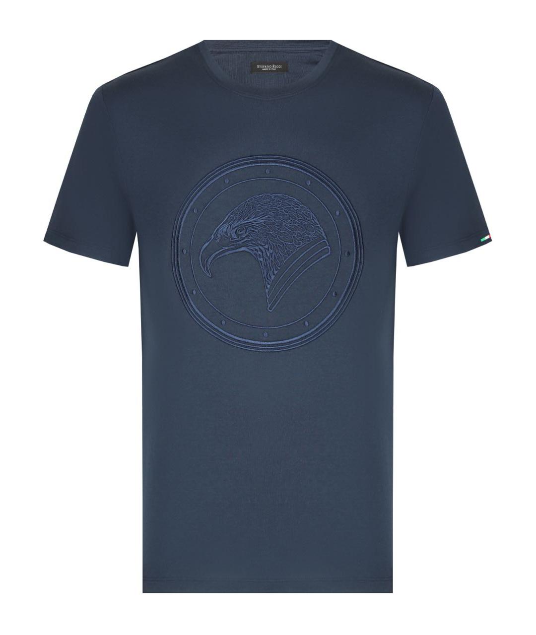 STEFANO RICCI Темно-синяя хлопковая футболка, фото 1