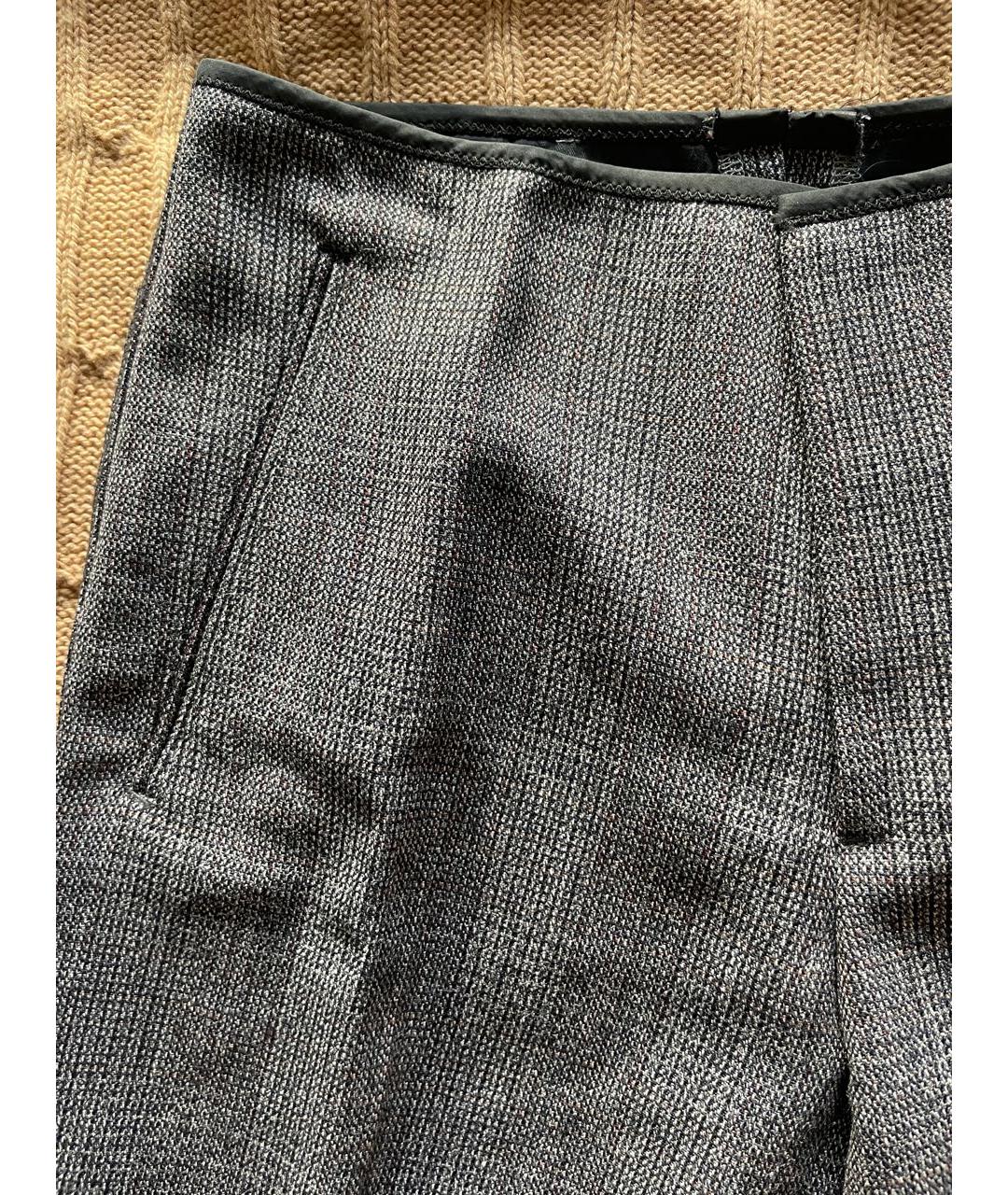 PRADA Серые шерстяные повседневные брюки, фото 4