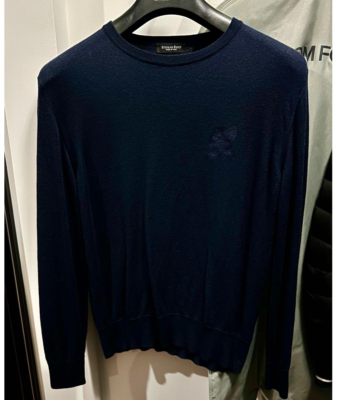 STEFANO RICCI Темно-синий шерстяной джемпер / свитер, фото 9