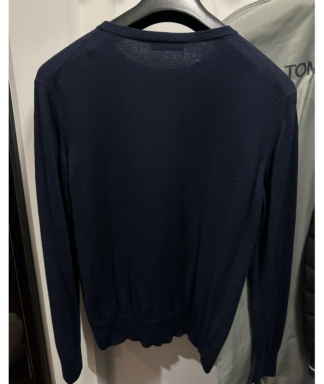 STEFANO RICCI Темно-синий шерстяной джемпер / свитер, фото 2