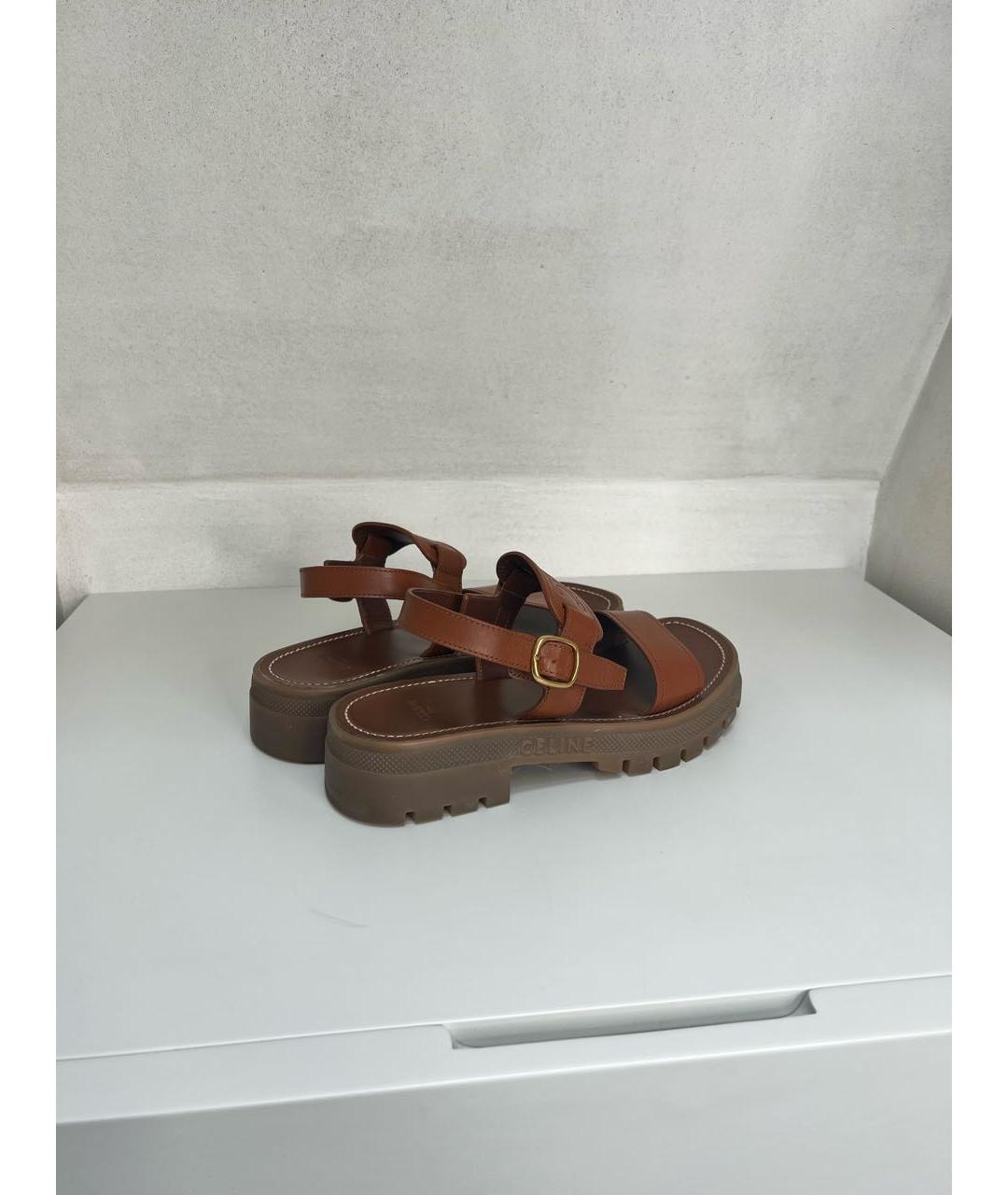 CELINE PRE-OWNED Коричневые кожаные сандалии, фото 4