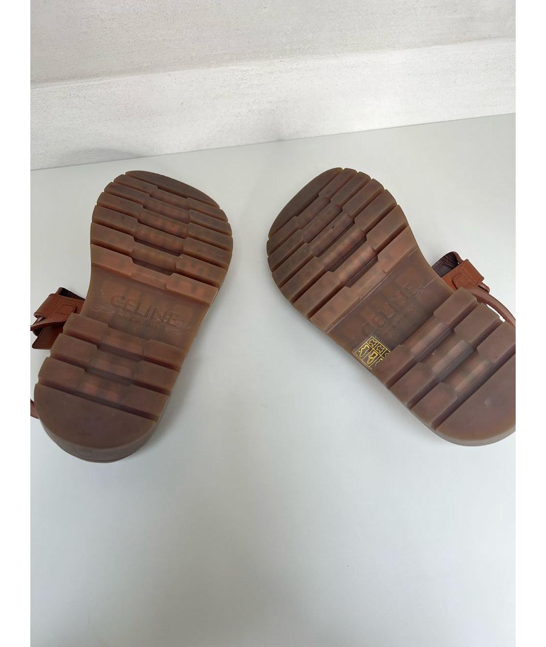 CELINE PRE-OWNED Коричневые кожаные сандалии, фото 7
