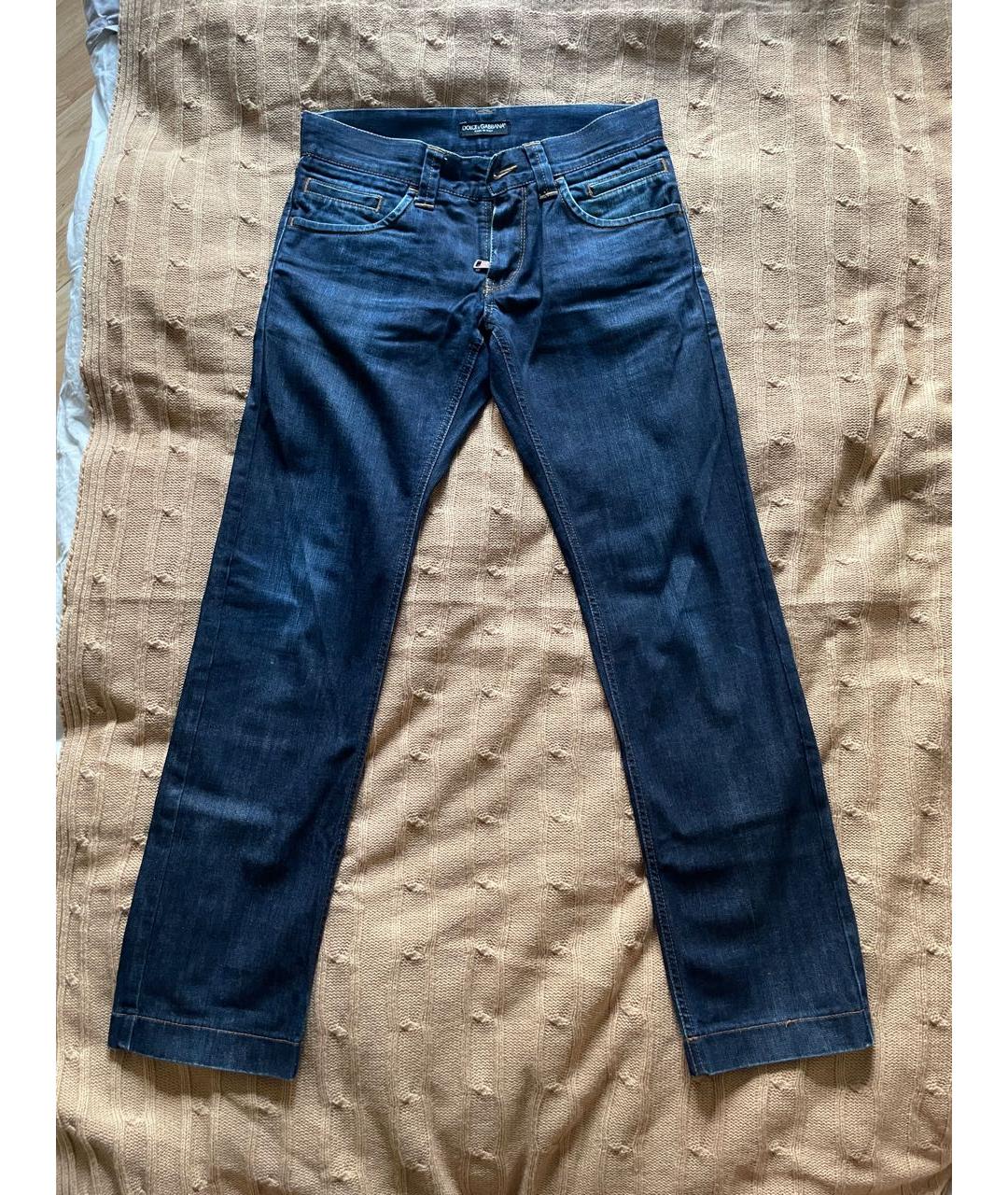 DOLCE&GABBANA Темно-синие хлопковые прямые джинсы, фото 6