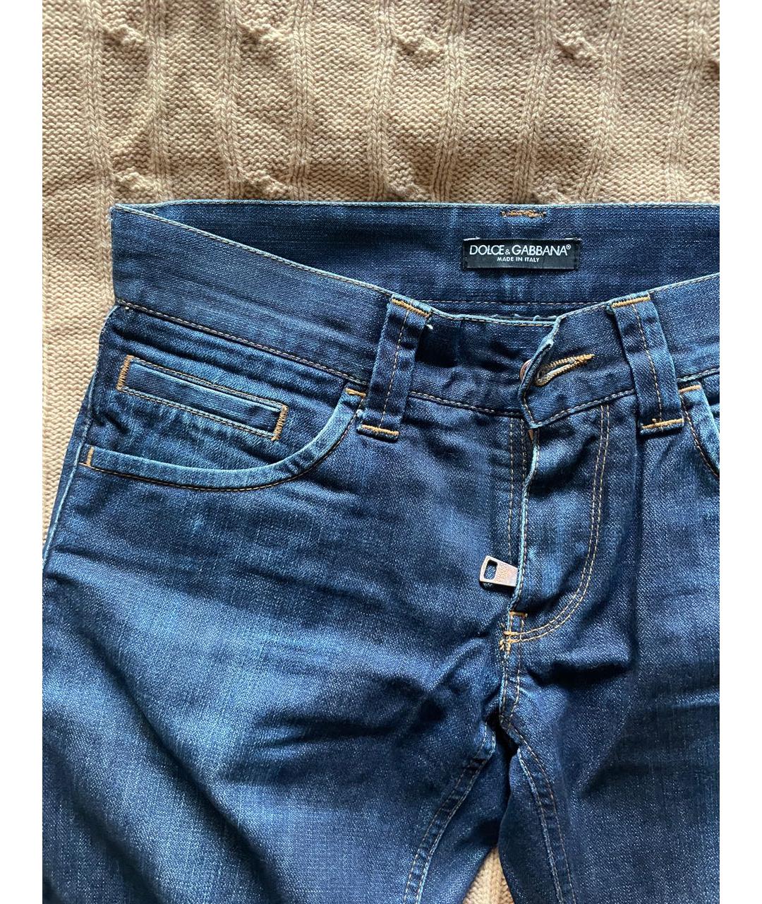 DOLCE&GABBANA Темно-синие хлопковые прямые джинсы, фото 4
