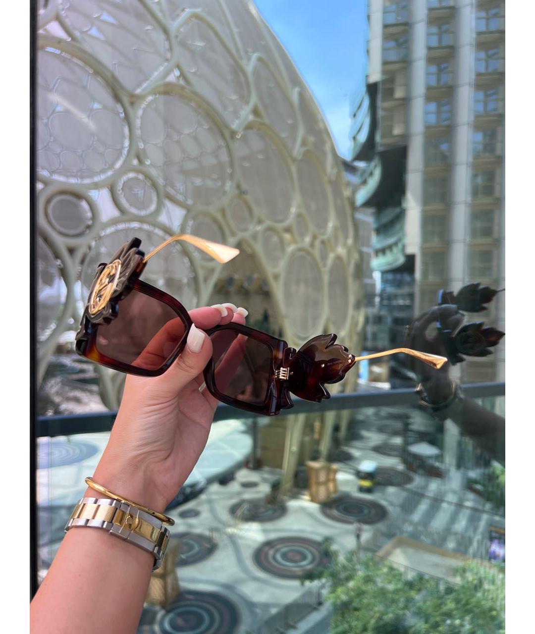 GUCCI Коричневые пластиковые солнцезащитные очки, фото 5