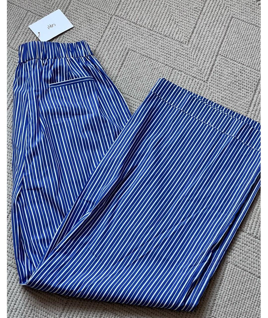 THE FRANKIE SHOP Голубые хлопковые брюки широкие, фото 4