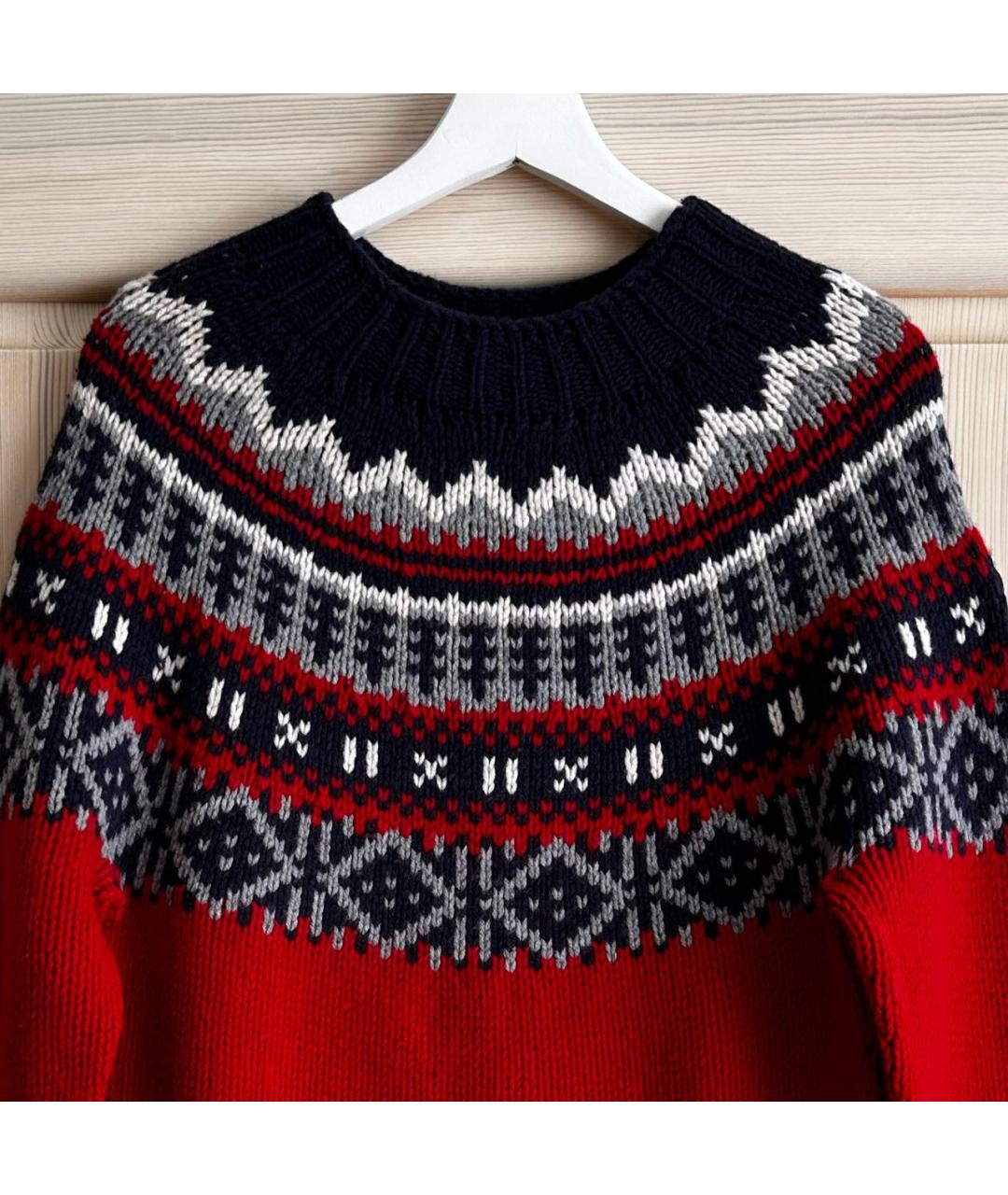 MONCLER Красный шерстяной джемпер / свитер, фото 3