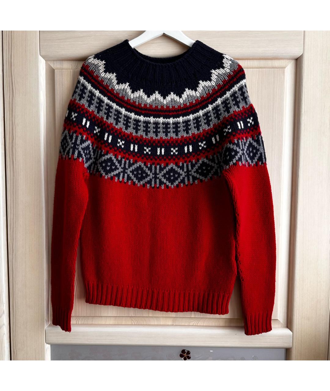 MONCLER Красный шерстяной джемпер / свитер, фото 5