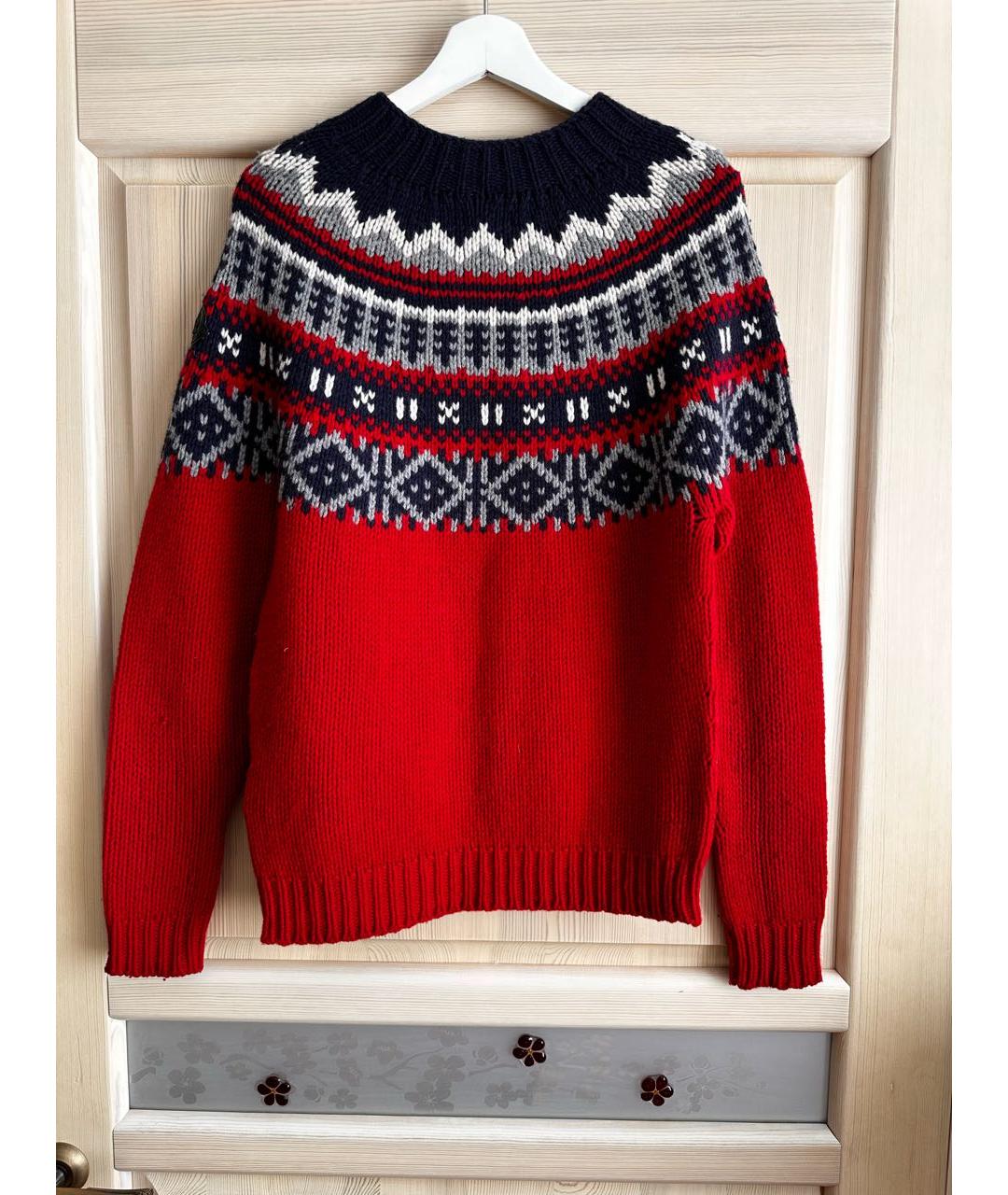 MONCLER Красный шерстяной джемпер / свитер, фото 2