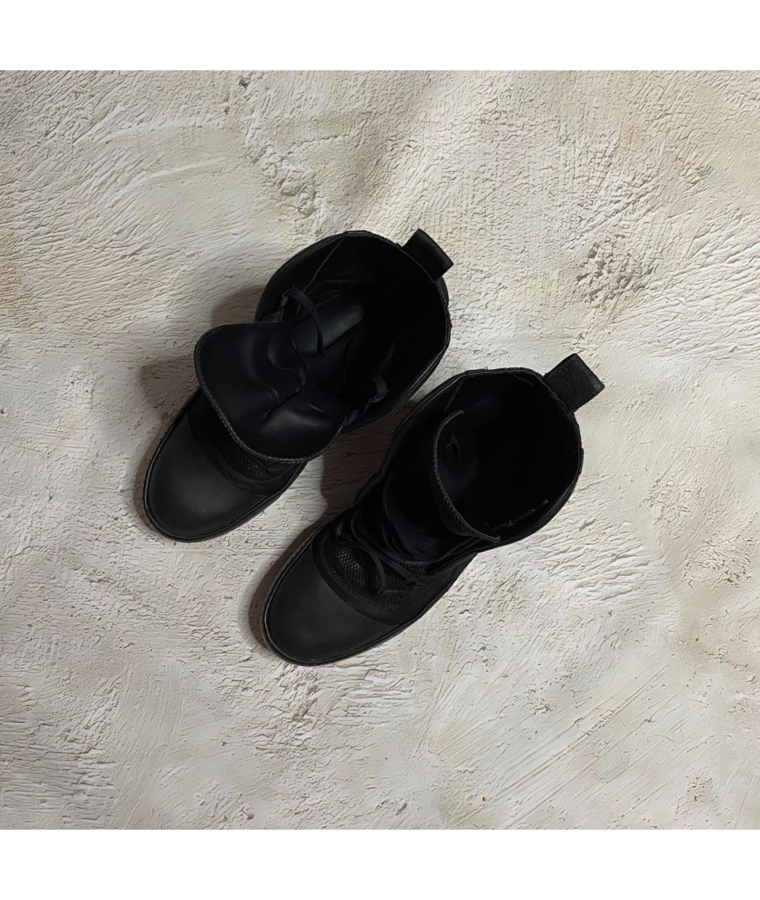 LOST & FOUND RIA DUNN Черные кожаные высокие кроссовки / кеды, фото 8