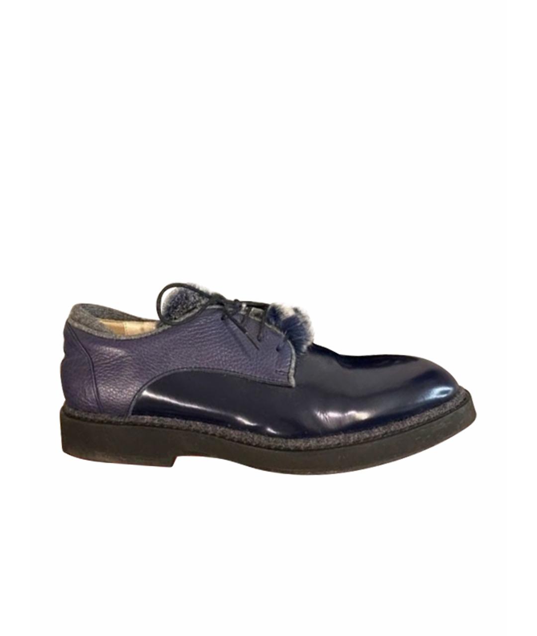 LORENA ANTONIAZZI Темно-синие кожаные ботинки, фото 1