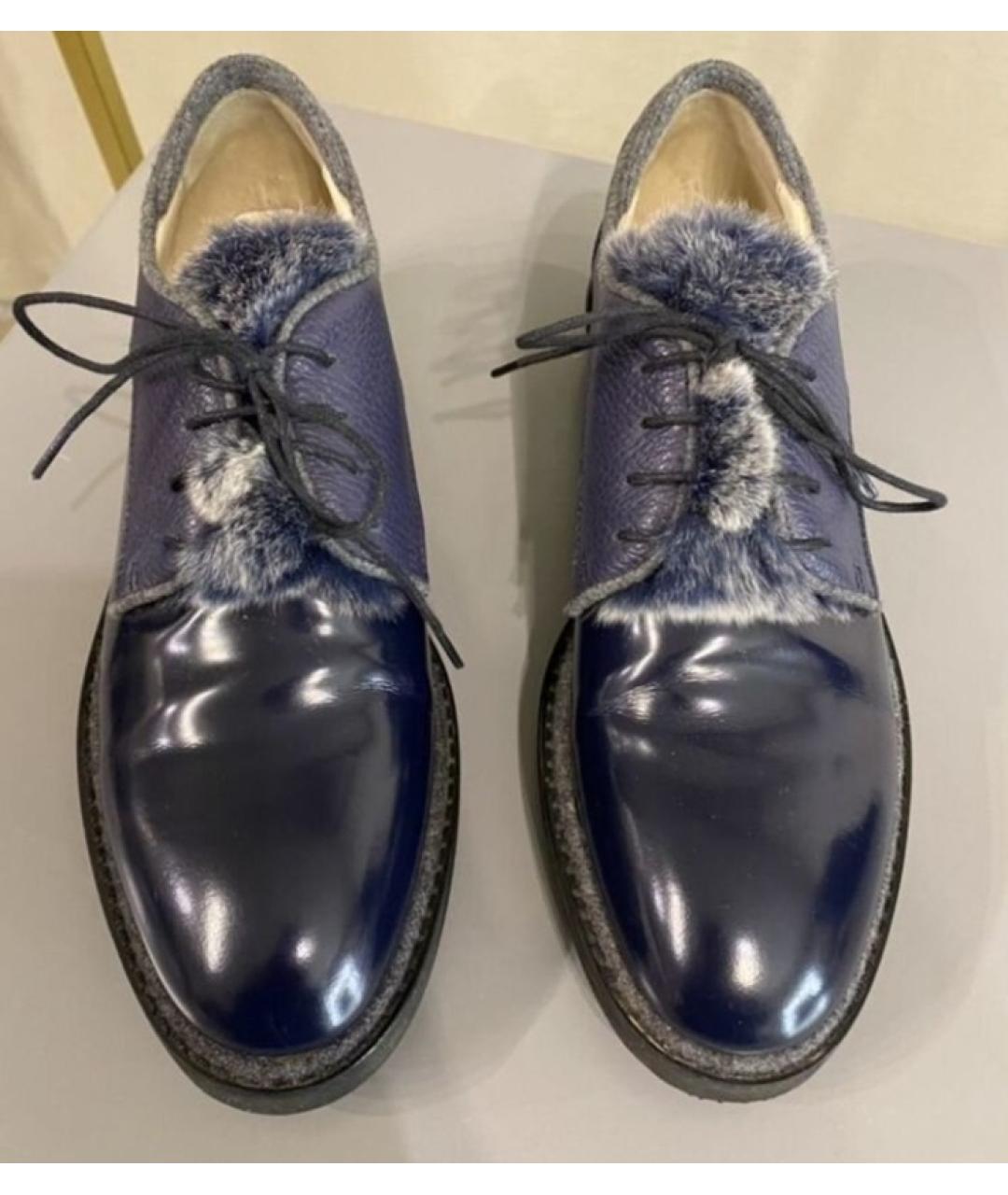 LORENA ANTONIAZZI Темно-синие кожаные ботинки, фото 3