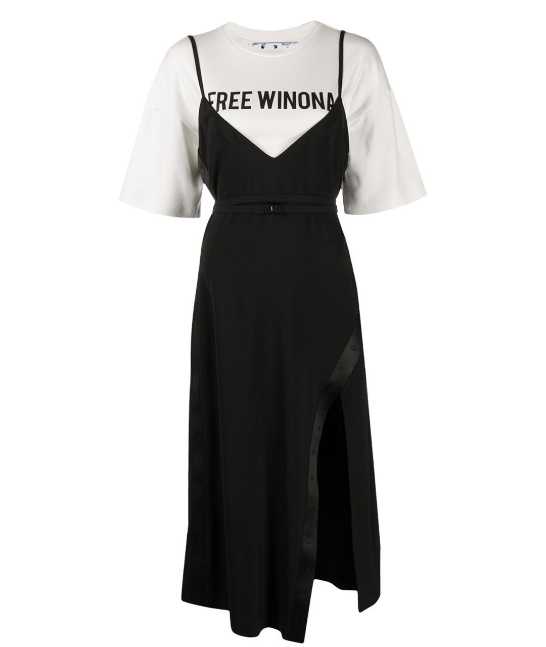 OFF-WHITE Черное хлопковое повседневное платье, фото 1