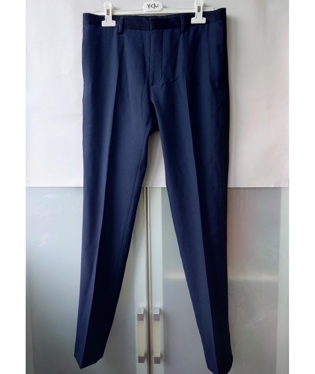 THE KOOPLES Темно-синие шерстяные классические брюки, фото 6