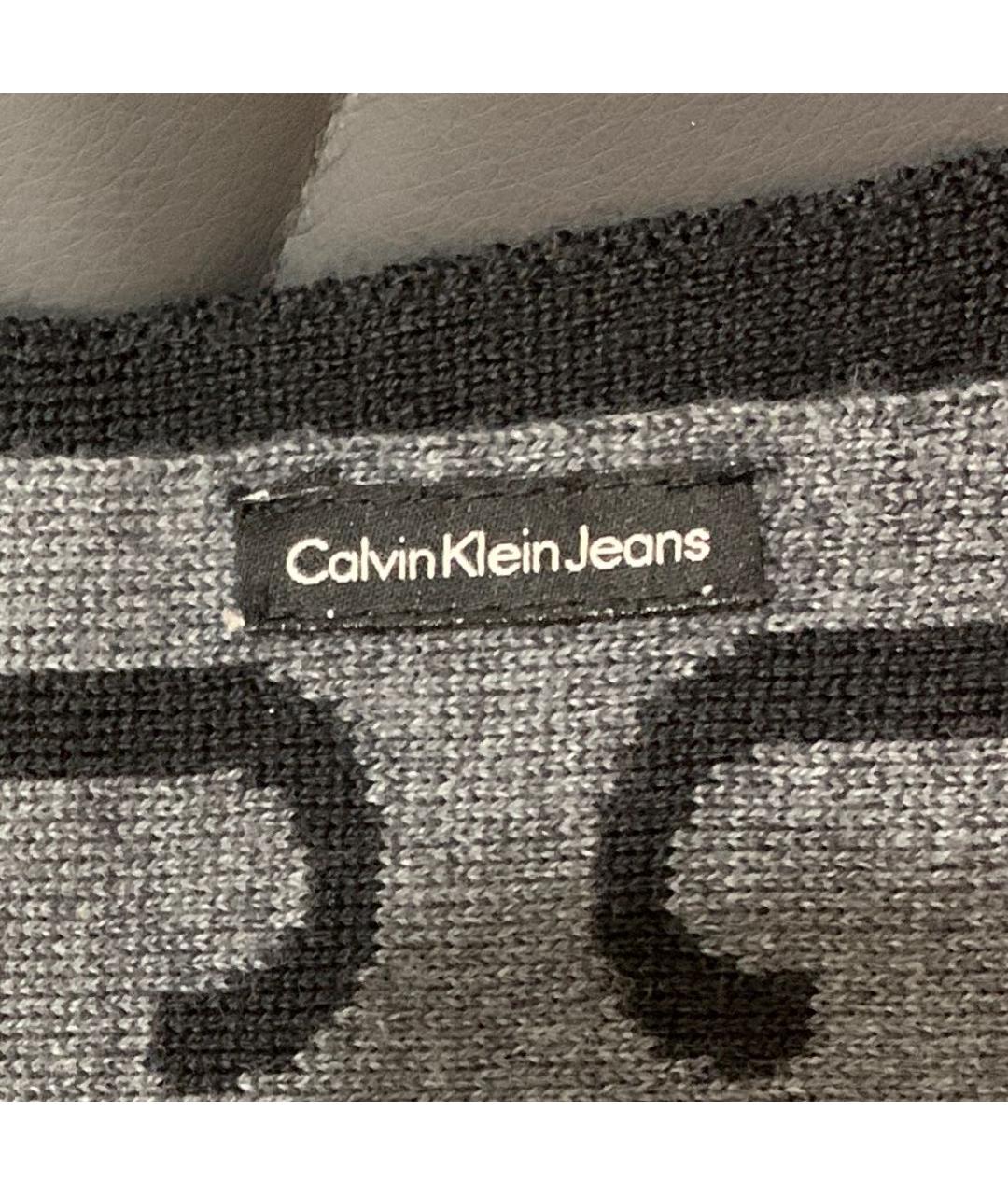 CALVIN KLEIN JEANS Антрацитовый шерстяной шарф, фото 3